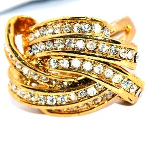 New size 6 18k Gold filled crystal statement Ring